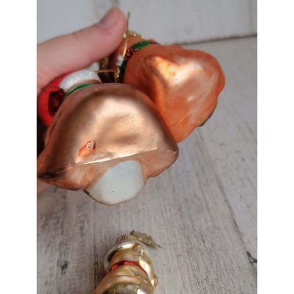 Teddy bear blown glass ornament Xmas set present drum - Picture 8 of 8